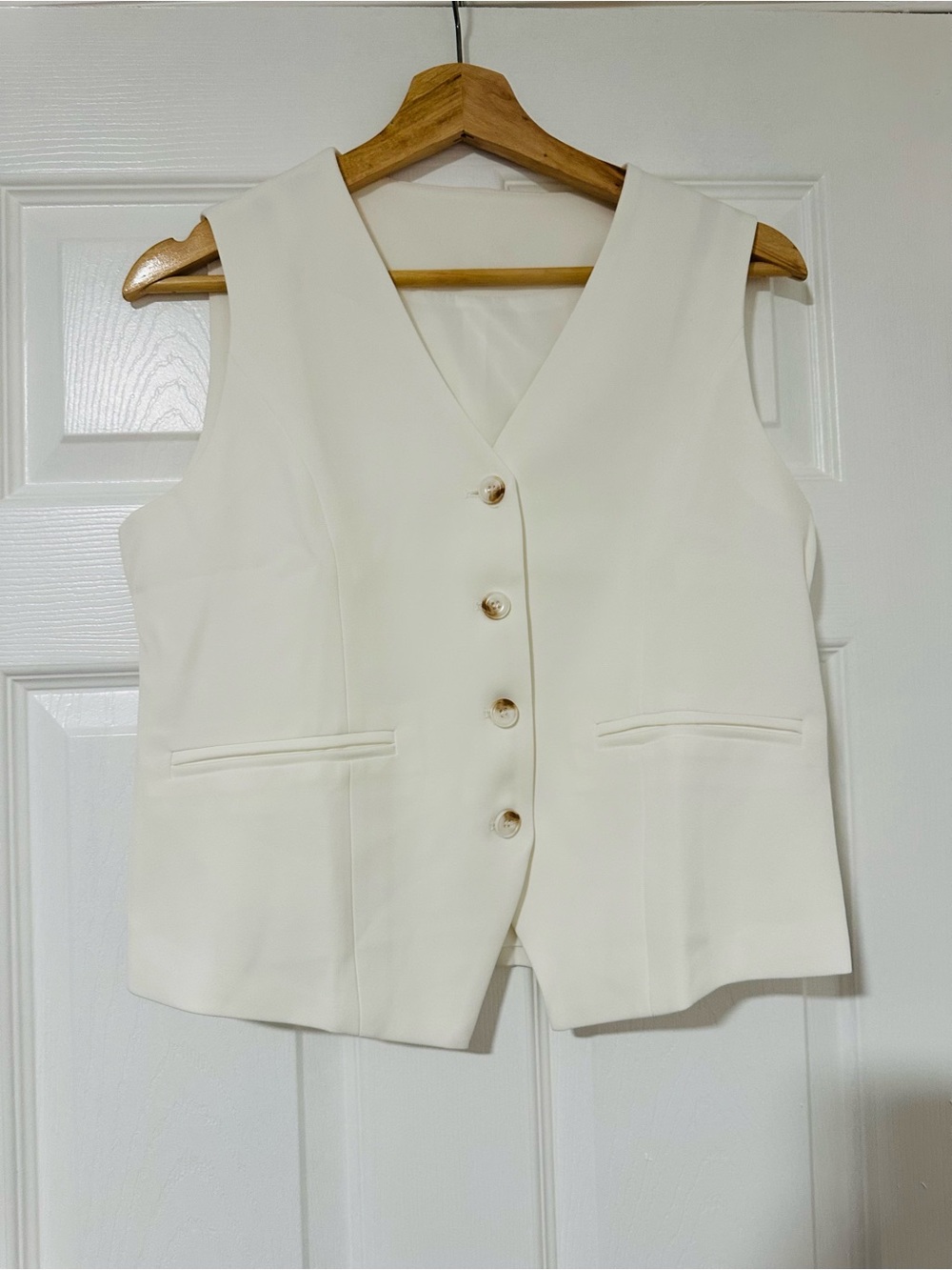 Cream Button Front Vest